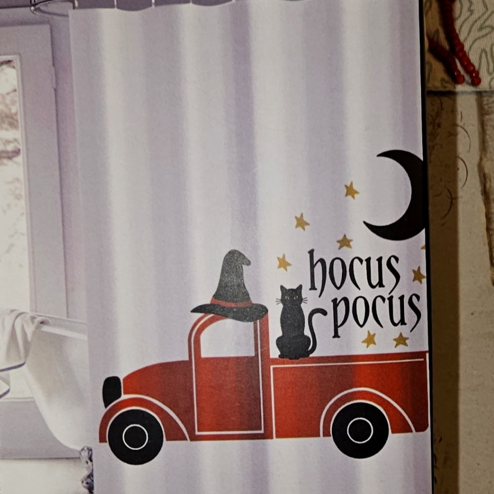 Halloween Shower Curtain NWT  Hocus Pocus Cotton Fabric 72" X 72"
